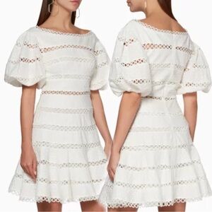 ZIMMERMANN Bowie Contour Hailspot Dress In White Sz0 /US 4